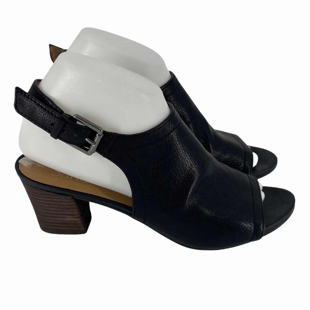 Franco Sarto Black Leather Block Heel Sandal